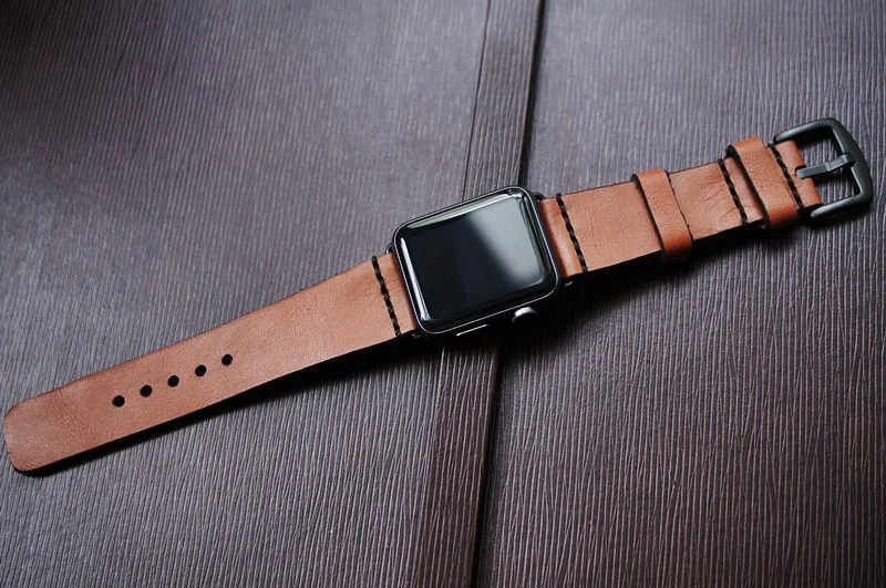 AWBF93-D60 handgefertigt Vintage Leder Uhrenarmband incl. Lugs Adapter für Apple Watch (oder Apple Watch Sport) 42mm oder 38mm – Bild 6